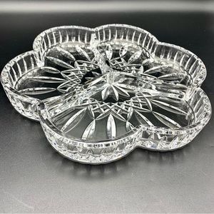 Waterford Crystal Lismore 3-Part Serving Dish Tray 9-3/8” VINTAGE Clover Shape